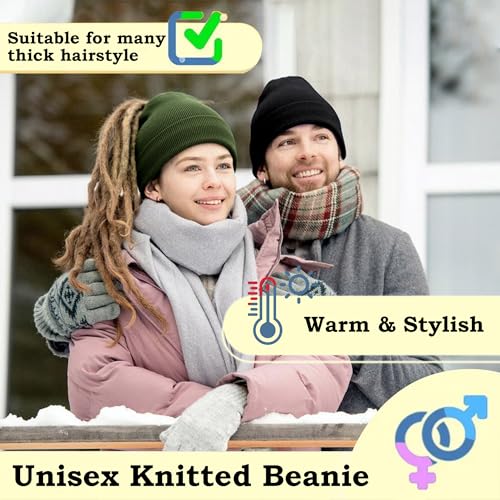 Ababalaya Unisex Satin Lined Knit Open Beanies Rasta Beanie - color: Army Green