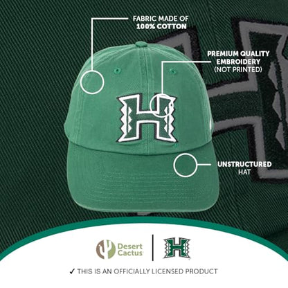 Desert Cactus University of Hawaii Embroidered Baseball Hat Cap - color: Green
