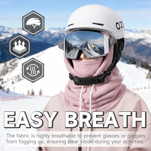 OZERO Face Balaclava Ski Mask: Windproof Thermal Convertible for Men Women - color: Pink