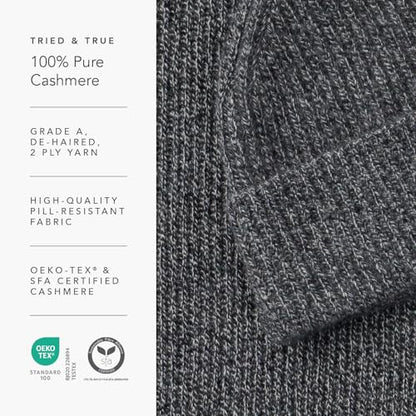 Fishers Finery Women's 100% Cashmere Cuffed Beanie - color: Heathered Gray