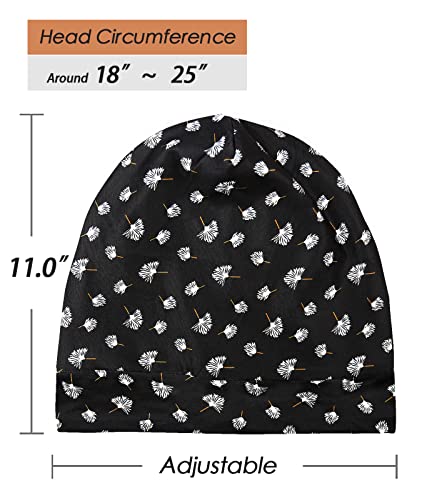 Adjustable Satin Lined Sleep Cap for Dreadlocks Curly Hair Large Head-Stay On Overnight - color: Black Brown