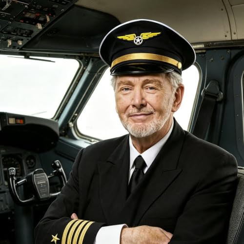 Adjustable Pilot Hat,Black Pilot Costume Accessories for Adults,1 Pack