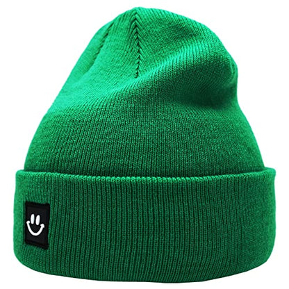 55cube Unisex Winter Beanie Hats Warm Thick Knit Cuffed Skullcaps - color: Solid Kelly Green