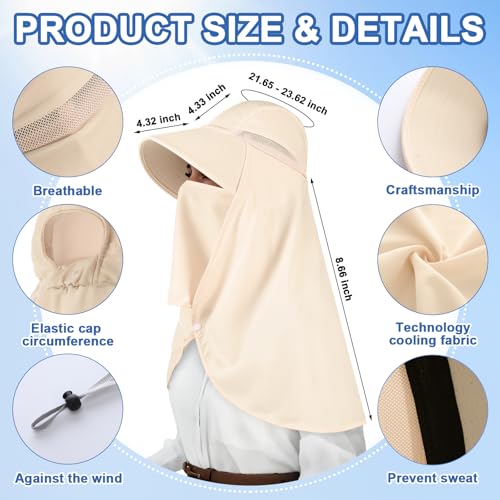 Skicuff 1/3 Pcs Women Sun Hat with Neck Flap - color: Beige