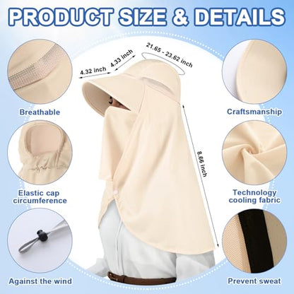 Skicuff 1/3 Pcs Women Sun Hat with Neck Flap - color: Beige