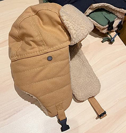 Unisex Winter Hats with Ear Flaps Cotton Trapper Hat Aviator Windproof Ski Cap Buckle Closure Ushanka Outdoor - color: A-blue