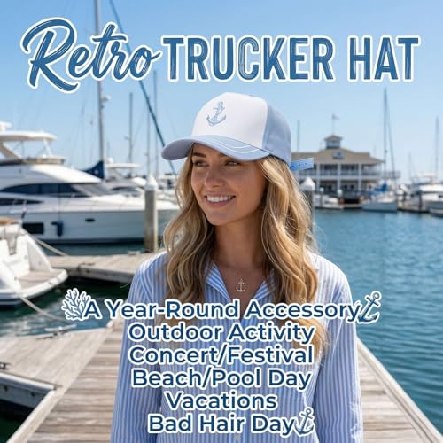 D&Y Retro 2-Tone Canvas Baseball Cap for Women - Funny Embroidered Distressed Snapback, Adjustable Cotton Dad Hat - color: Anchor-blue