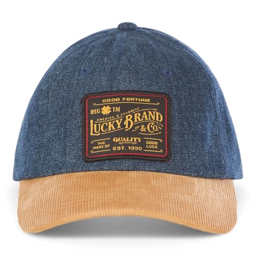 Lucky Brand Classic Cotton Adjustable | Dad Hat | Baseball Cap | Golf | Fishing | Low Profile | 5 Panel Design - color: Vintage Denim - Tan