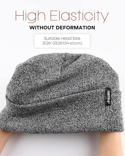 FURTALK Beanie Hat for Men Women Winter Hats for Women Men Soft Warm Unisex Cuffed Beanie Knitted Skull Cap - color: Black/White
