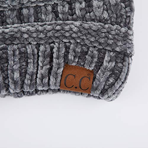 C.C Exclusives Cable Knit Beanie - Thick, Soft & Warm Chunky Beanie Hats - color: Chenille Lt. Mel Grey