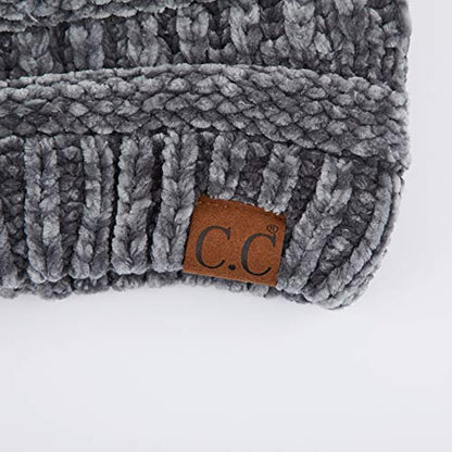 C.C Exclusives Cable Knit Beanie - Thick, Soft & Warm Chunky Beanie Hats - color: Chenille Lt. Mel Grey