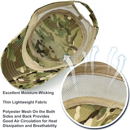 Loneshark Tactical Camo Military Hat Cadet Cap Army Flat Top - color: Back-mesh-woodland, size: One Size
