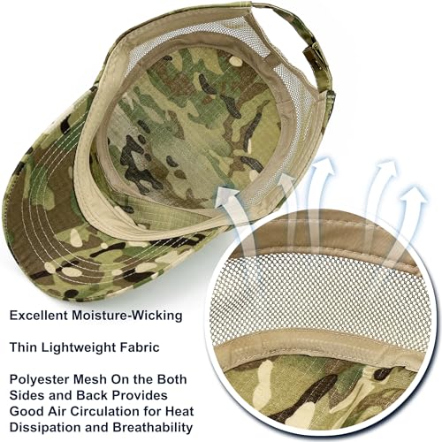 Loneshark Tactical Camo Military Hat Cadet Cap Army Flat Top - color: Back-mesh-woodland, size: X-Large-XX-Large
