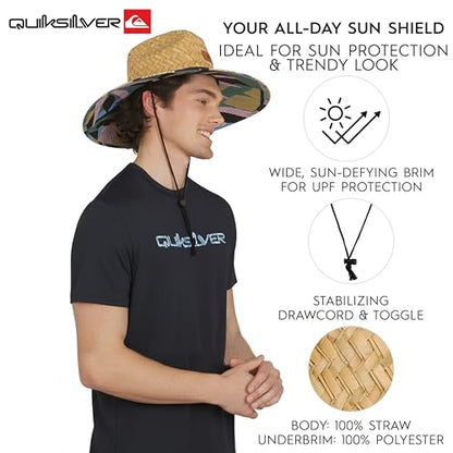 Quiksilver Men's Wide Brim Outdoor Lifeguard Straw Sun Hat - color: Sea Spray, size: Small-Medium