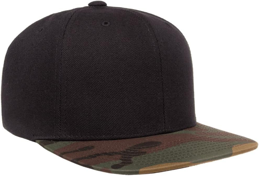 Yupoong Classics 6089 Wool-Blended Snapback Cap Bundle w/Cap Catcher - color: Black/Camo