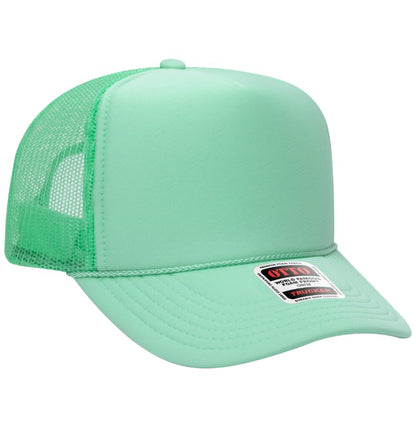 Otto Cap 5-Panel High Crown Mesh Back Trucker Hat - color: Seafoam Green