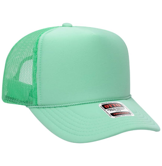 Otto Cap 5-Panel High Crown Mesh Back Trucker Hat - color: Seafoam Green