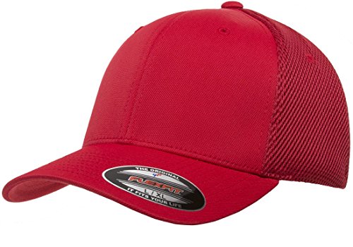 Flexfit 6533 Ultrafibre & Airmesh Lightweight Stretch-Fitted Cap - color: Red, size: Small-Medium