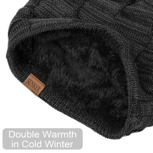 Senker Fashion 2 Pcs Winter Slouchy Beanie Hats for Men, Warm Mens Beanies - color: Black Coffee