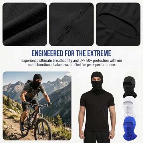 Ski Mask Balaclava Motorcycle Summer Face Mask Shiesty Mask for Men Women - color: Black + Black
