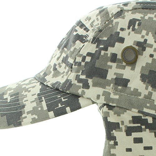JFH 4 Panel Adjustable Outdoors Fishing Cap with Ear and Neck Flap Sun Cover Unisex - color: Light Digi Camo