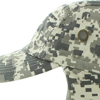 JFH 4 Panel Adjustable Outdoors Fishing Cap with Ear and Neck Flap Sun Cover Unisex - color: Light Digi Camo