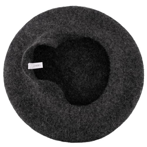 ZAKIRA Wool French Beret for Men & Women, Plain - color: Grey