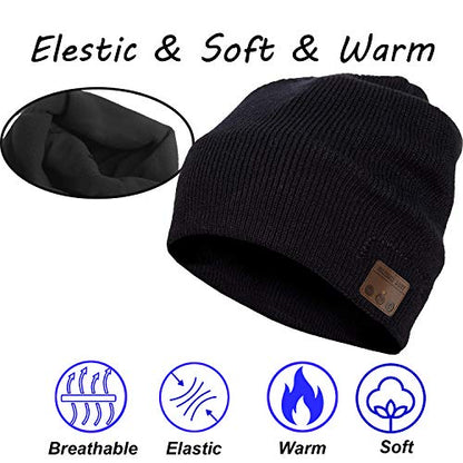 Wireless Hat Music Beanie for Men Women Music Beanie Hat Headphones Headset Speaker Microphone Cap Boys Teens Tech Beanie hat - color: Line Black