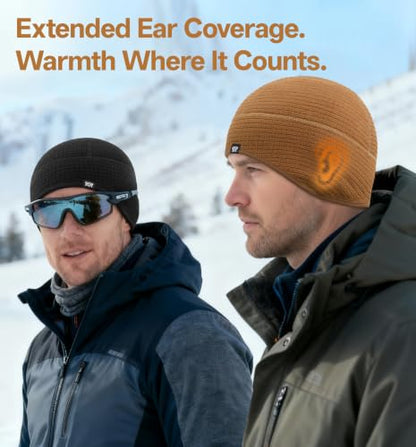 SUNMECI Winter Grid Fleece Skull Cap Thermal Helmet Liner for Men Women - color: Black & Brown