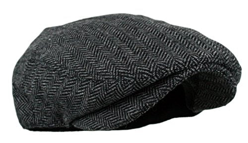Wonderful Fashion Men's Classic Herringbone Tweed Wool Blend Newsboy Ivy Hat (Large/X-Large, Charcoal) - color: Dark Grey, size: Small-Medium