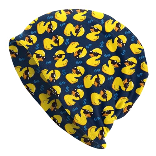 Slouchy Beanie Hat Skull Cap Chemo Headwear Baggy Hats for Men Women Running Cycling - color: Funny Duck