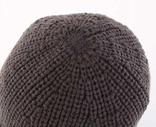 Home Prefer Men's Winter Hat Thick Knit Beanie Cap with Visor Newsboy Beanie Hat - color: Gray