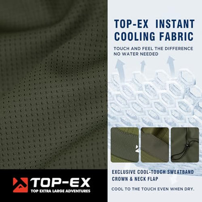 TOP-EX UPF 50+ Cooling Wide Brim Sun Hat for Men with Neck Flap, Packable - color: Bronze Green, size: Medium