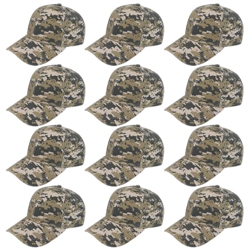 ZH Plain Adjustable Baseball Cap - Lot of 12 Unisex Blank Design Caps - color: Digital Camo