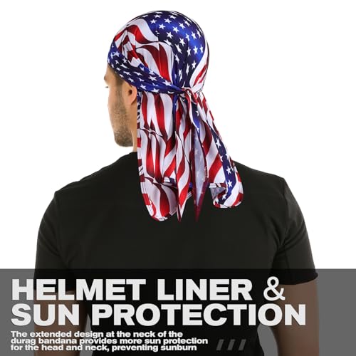 YANIKY Bandanas Skull Caps for Men, Do Rag Women Breathable Helmet Liner - color: Flag