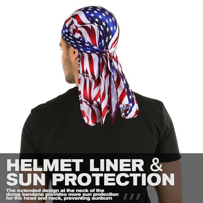 YANIKY Bandanas Skull Caps for Men, Do Rag Women Breathable Helmet Liner - color: Flag