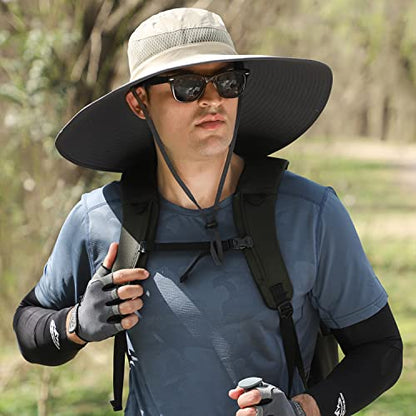Wide Brim Sun Protection Hat Outdoor Unisex Ventilated Hats for Hiking Beach Fishing Safari Garden Lawn Yard Work Kayaking - color: Hyp013-beige