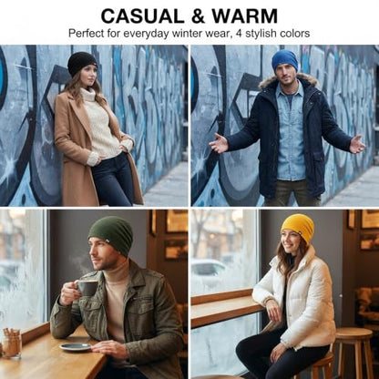 LONGLONG Winter Slouchy Beanie Hat Lightweigh Warm Skull Cap for Men Women - color: Heather Military Green