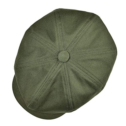 BOTVELA Men's Newsboy Flat Cap 100% Cotton Cabbie Hat - color: Army Green, size: 7 7/8