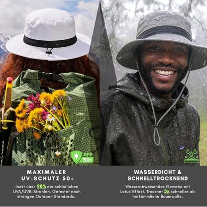 TOP-EX Oversized Waterproof Mesh Sun Hat for Big Heads with Wide Brim - color: Khaki-2.7"brim, size: Medium-Large