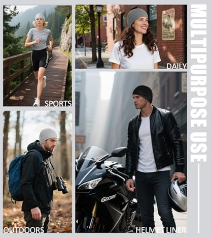 Skull Cap Helmet Liner for Men Women Cooling Hat Running Beanie - color: Set B-black,dark Gray,light Gray