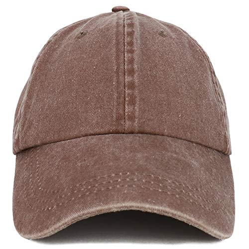 Trendy Apparel Shop Low Profile Unstructured Pigment Dyed Cotton Twill Baseball Cap - color: Chocolate
