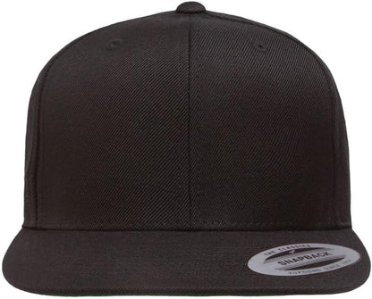 YP Classics 6089 Wool-Blended 6 Panel High Profile Flatbill Snapback Cap - color: Black