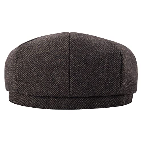 BOTVELA Men's 8 Panel Wool Blend Newsboy Flat Cap - color: Coffee, size: 7 3/8