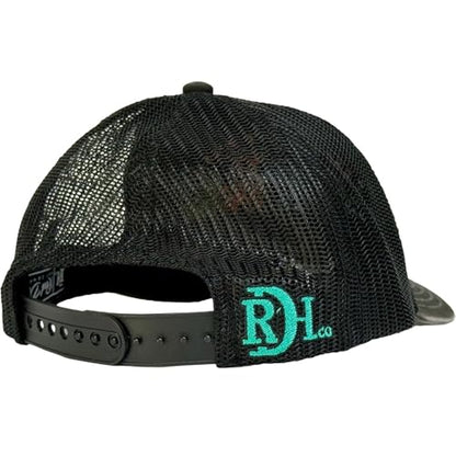 Red Dirt Hat Company Wildlife Hat | 5-Panel Western Adjustable Snapback Cap - color: Chicken Scratch - Black