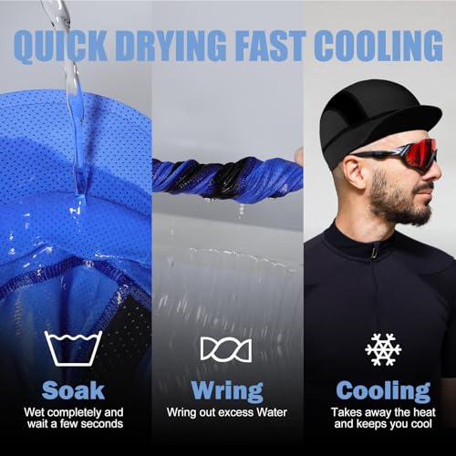 XXL Cooling Cycling Cap Skull Caps Under Helmet Mesh Hats with Sun Visor for Big Head Bike Hard Hat Liner for Men - color: Black