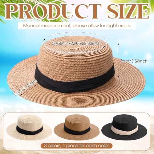 Cuffbow 3 Pcs Women Sun Hat Summer Wide Brim Beach Hat