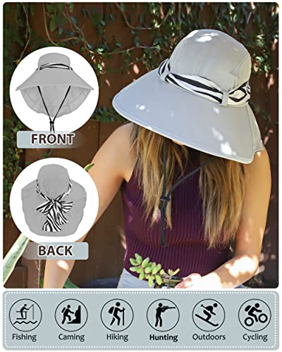 Tirrina Women's Sun Hat Wide Brim, UV Protection Sun Hats for Women - color: Silver