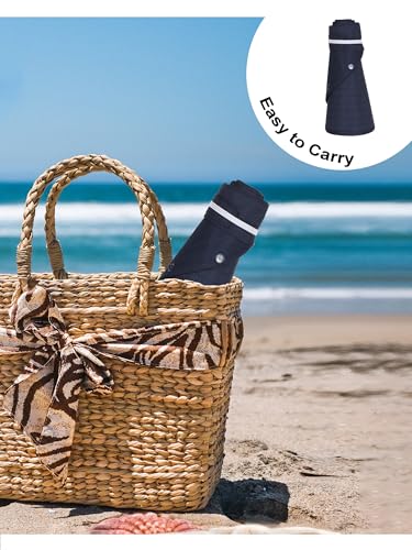 LA CARRIE Women Sun Hats Detachable Wide Brim UV UPF 50+ Face Mask Visor with Neck Flap Hat for Summer Beach - color: Navy