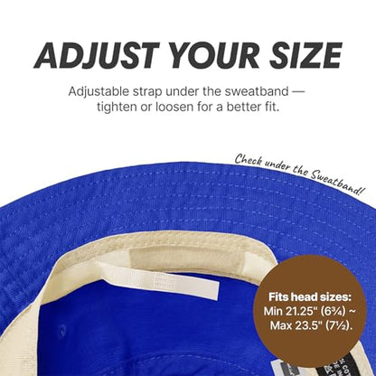 Hot Summer Bucket Hat - Trendy Cotton Sun Hat for Beach, Golf, Fishing - color: Royal